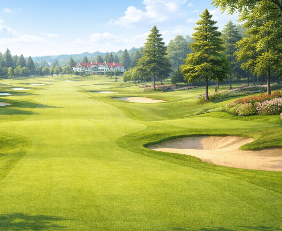 Schöner Golfplatz mit sattgrünen Fairways